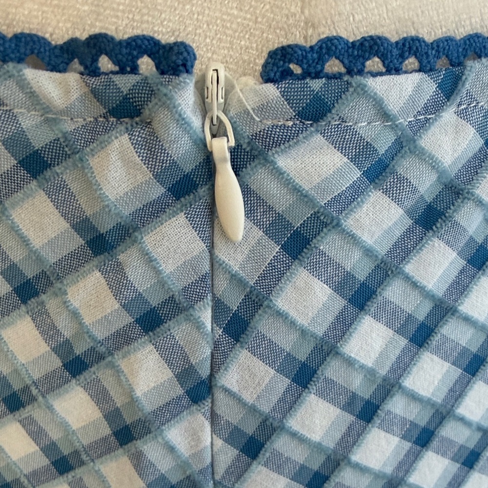 Le Lis Blue Plaid Halter Top and Lace Trim Midi Skirt with Side Slit Set - Picture 3 of 12